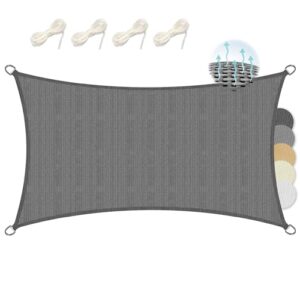 Sol Royal Sonnensegel rechteckig 5x7m Wasserdurchlässig HDPE Atmungsaktiver Balkon Terrasse Segeltuch UV Sonnenschutz Segel Garten Pool Camping Anthrazit – Shade Sails HS9