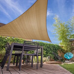 Alternative view of Lumaland Sonnensegel Dreieck | 5 x 5 x 5 Meter Wetterbeständiger Sonnenschutz inkl. Befestigungsseile | Terrasse, Garten & Balkon Schattenspender mit UV-Schutz [Sand]