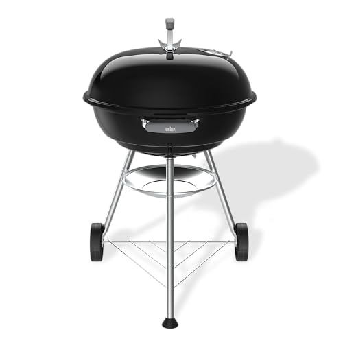 Weber Compact Kettle Holzkohlegrill (2026 Version) / Dreibein-Ständer und Räder, Hitzebeständiges, rostfreies Design, Verchromter dreilagiger Rost, 57 cm, Schwarz – Bild 2
