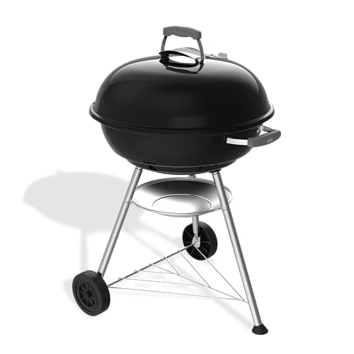 Weber Compact Kettle Holzkohlegrill (2026 Version) / Dreibein-Ständer und Räder, Hitzebeständiges, rostfreies Design, Verchromter dreilagiger Rost, 57 cm, Schwarz – Bild 3