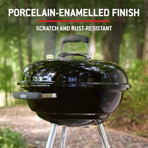 Weber Compact Kettle Holzkohlegrill (2026 Version) / Dreibein-Ständer und Räder, Hitzebeständiges, rostfreies Design, Verchromter dreilagiger Rost, 57 cm, Schwarz – Bild 7