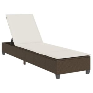 vidaXL Sonnenliege mit Auflagen Braun 55x200x25,5cm Poly Rattan, Gartenliege, Sonnenbett, Chaiselongue, Relaxliege, Tagesbett, Lounge Bett, Gartenbett