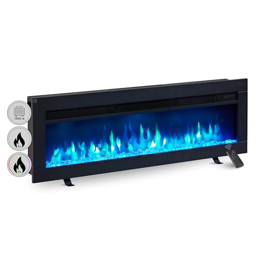 Elektrokamin BALDERIA Agnes 40 - Stand-, Wand- oder Einbaukamin, 3D-Flammeneffekt, Heizung, Timer, Fernbedienung - Schwarz