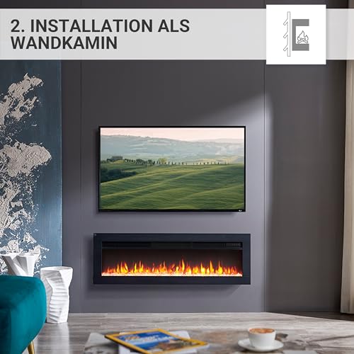 Elektrokamin BALDERIA Agnes 40 - Stand-, Wand- oder Einbaukamin, 3D-Flammeneffekt, Heizung, Timer, Fernbedienung - Schwarz – Bild 3