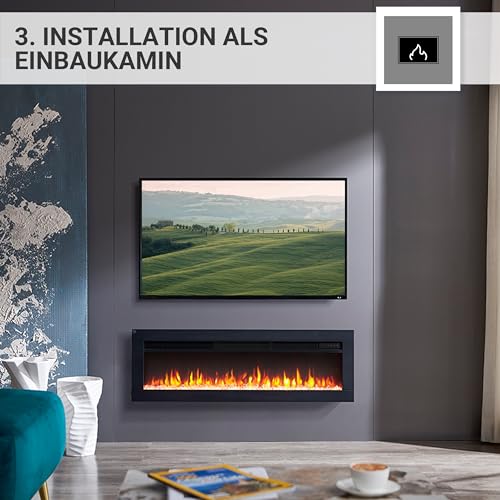 Elektrokamin BALDERIA Agnes 40 - Stand-, Wand- oder Einbaukamin, 3D-Flammeneffekt, Heizung, Timer, Fernbedienung - Schwarz – Bild 4