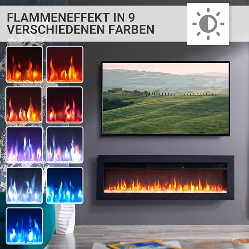Elektrokamin BALDERIA Agnes 40 - Stand-, Wand- oder Einbaukamin, 3D-Flammeneffekt, Heizung, Timer, Fernbedienung - Schwarz – Bild 5