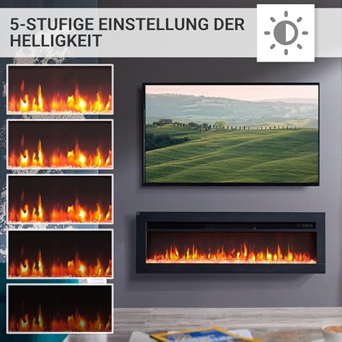 Elektrokamin BALDERIA Agnes 40 - Stand-, Wand- oder Einbaukamin, 3D-Flammeneffekt, Heizung, Timer, Fernbedienung - Schwarz – Bild 6