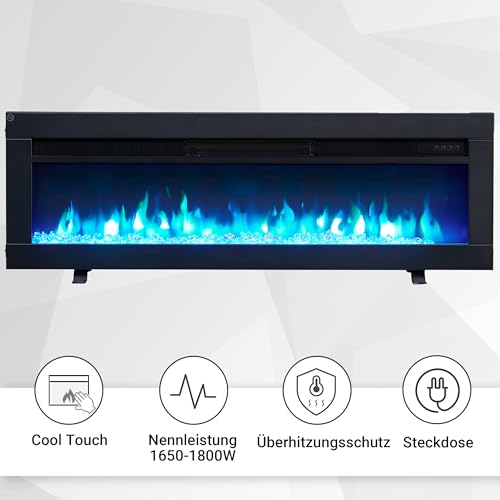 Elektrokamin BALDERIA Agnes 40 - Stand-, Wand- oder Einbaukamin, 3D-Flammeneffekt, Heizung, Timer, Fernbedienung - Schwarz – Bild 9