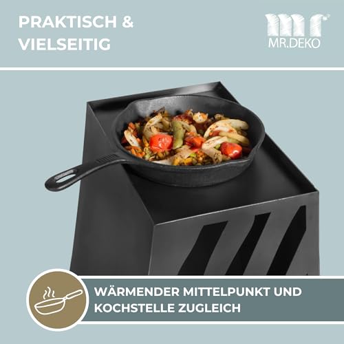 BENE ON FIRE Gartenofen Utah 108 cm | Kompakter Terrassenofen aus Stahl schwarz | Gartenkamin stilvoll modern | Outdoor Kaminofen mit Schornstein | Heizofen für Terrasse Veranda | Feuerstelle Design – Bild 4