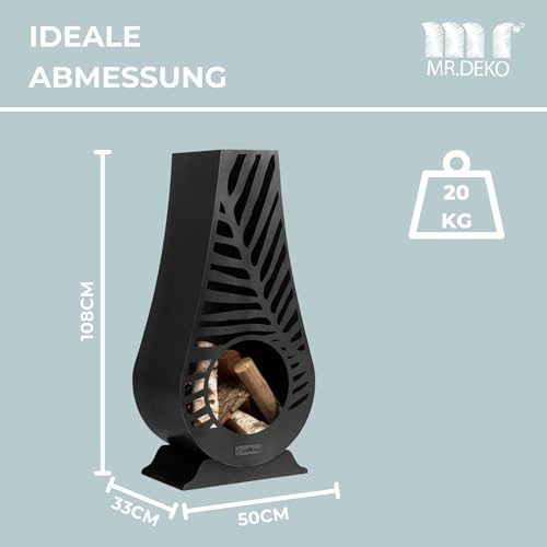 BENE ON FIRE Gartenofen Utah 108 cm | Kompakter Terrassenofen aus Stahl schwarz | Gartenkamin stilvoll modern | Outdoor Kaminofen mit Schornstein | Heizofen für Terrasse Veranda | Feuerstelle Design – Bild 6