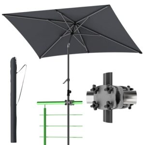 4smile Sonnenschirm Balkon 210x140 cm, Anthrazit – UV50 rechteckig, höhenverstellbar mit Kurbel, für Garten & Terrasse, inkl. Sonnenschirmhalter und Schutzhülle