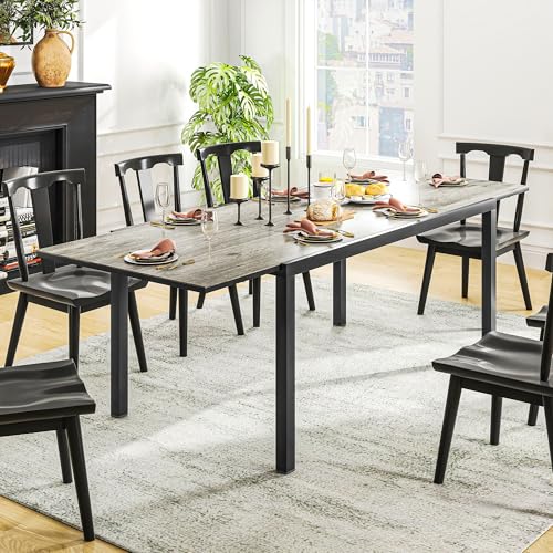 Outsunny Gartentisch Ausziehbarer Esstisch für 6-8 Personen, 160/240 x 90cm Aluminium Balkontisch mit Holzoptik Wetterfest Terrassentisch Outdoor Buffettisch für Garten, Terrasse Balkon Grau – Bild 8