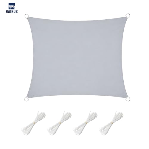 HAIKUS Sonnensegel Wasserdicht Rechteckig 5x5m Sonnenschutz Wasserabweisend Premium PES Polyester mit UV Schutz für Balkon Garten Terrasse Quadratisch Hellgrau – Bild 2