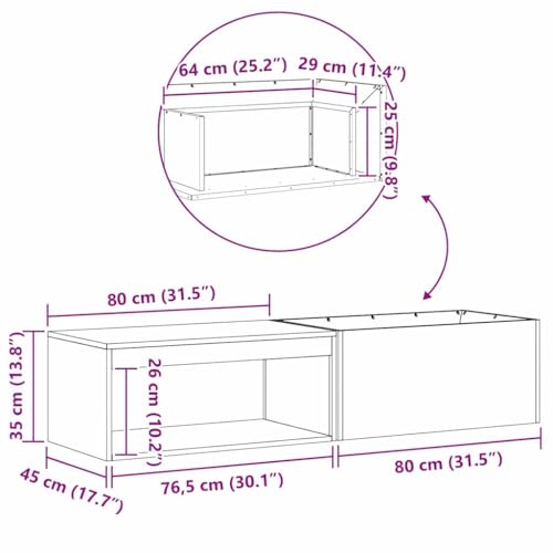 vidaXL Feuerstelle mit Holzlagerung in Schwarz, 80 x 45 x 35 cm, aus robustem Stahl. Rechteckiger Außenkamin für die Terrasse. Hitzebeständig und wetterfest im Industrie-Stil. Ideal für den Garten. – Bild 4