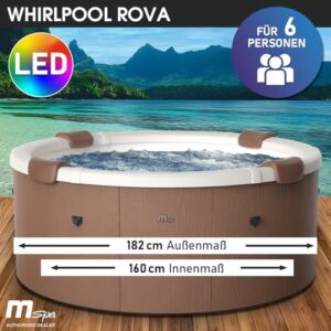 Alternative view of BRAST Whirlpool MSpa Rova mit Fester Außenwand | Ø182x70cm | LED-Beleuchtung mit 20 einstellbaren Farben für 6 Personen | 130 Massagedüsen | Ganzjähriger Einsatz Winterfest | In & Outdoor Pool