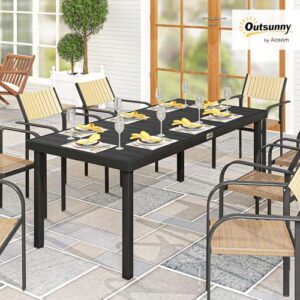 Alternative view of Outsunny Gartentisch für 8 Personen Esstisch Aluminiumtisch Gartenmöbel Loungemöbel pflegeleicht Kunststoff Schwarz 190 x 90 x 74 cm