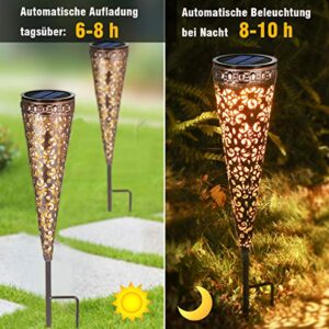Alternative view of 4 Stück Metall Vintage Solarlampen, Görvitor IP65 Wasserdicht Garten Solarleuchten für Außen, Warmweiß LED Solar Gartenleuchten mit Erdspieß Deko für Terrasse Blumenkasten Balkon