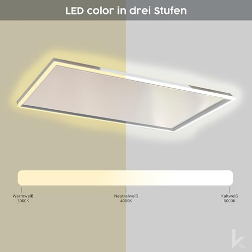 Könighaus LED Infrarotheizung 1000W ✓ Deckenheizung mit LED-Beleuchtung ✓ 5 Jahre Garantie ✓ Doppelter Überhitzungsschutz ✓ Fernbedienung ✓ Helligkeit einstellbar: Kalt-, Neutral-, Warmweiß – Bild 4