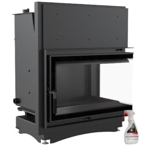 KRATKI Zuzia Holzkamin mit Wärmetauscher BImSchV 2 konform 12 KW Staubauslass Durchmesser 200 mm Thermischer Wirkungsgrad 81% Stahl und Gusseisen Deko rechts Kaminreiniger