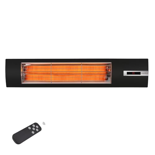 VEITO Space S – Infrarot Heizstrahler, Terassenstrahler, 3 Heizstufen, Fernbedienung, WLAN Zugang über veito smart, IP44, Sandbestrahlter 304'er Edelstahl Body.