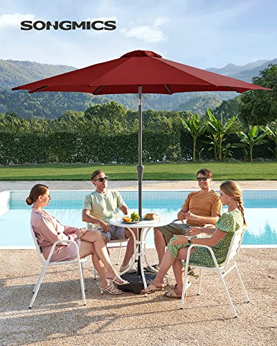SONGMICS Sonnenschirm 300 cm, UPF 50 , Strandschirm, beidseitig um 30° knickbar, Sonnenschutz, mit Kurbel zum Öffnen/Schließen, für Terrasse, Balkon, Pool, ohne Ständer, rot GPU30RD – Bild 2