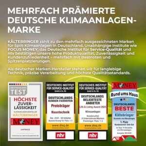 Alternative view of Kältebringer Split Klimaanlage - 9000 BTU (2,6 kW) - Klimagerät mit Heizfunktion, WiFi & App, bis 45qm, sehr leise - Set mit 5m Kupferleitung, Kältemittel R32, Montagematerial, Wandhalterung