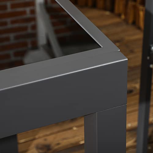 Outsunny Gartentisch, Balkontisch mit Klappbarer Tischplatte, Terrassentisch mit Glas Tischplatte, Esstisch für Garten, 160 x 80 x 75 cm Schwarz – Bild 8