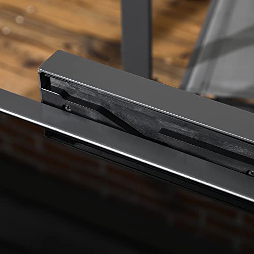 Outsunny Gartentisch, Balkontisch mit Klappbarer Tischplatte, Terrassentisch mit Glas Tischplatte, Esstisch für Garten, 160 x 80 x 75 cm Schwarz – Bild 9