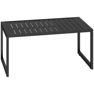 Outsunny Beistelltisch mit Lamellendesign Balkontisch aus Aluminium Kaffeetisch wetterfest Gartentisch pflegeleicht Sofatisch Outdoor Tisch für Balkon Garten Terrasse 90 x 50 x 42 cm Schwarz