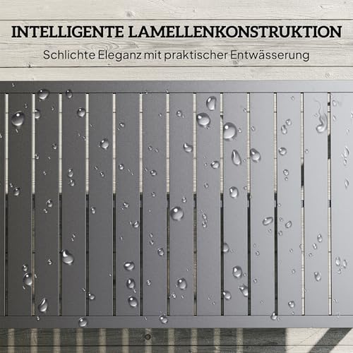 Outsunny Beistelltisch mit Lamellendesign Balkontisch aus Aluminium Kaffeetisch wetterfest Gartentisch pflegeleicht Sofatisch Outdoor Tisch für Balkon Garten Terrasse 90 x 50 x 42 cm Schwarz – Bild 6