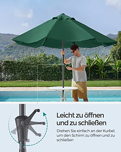 SONGMICS Sonnenschirm 300 cm, UPF 50 , Strandschirm, beidseitig um 30° knickbar, Sonnenschutz, mit Kurbel zum Öffnen/Schließen, für Terrasse, Balkon, Pool, ohne Ständer, grün GPU30GN – Bild 3