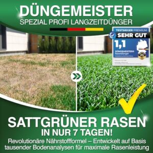 Alternative view of DÜNGEMEISTER Rasendünger für Ihren sattgrünsten Traumrasen - gesunder, dichter und sattgrüner Rasen sofort mit revolutionärer KI Formel - Langzeit NPK/Organisch Frühjahr/Sommer (30 kg)