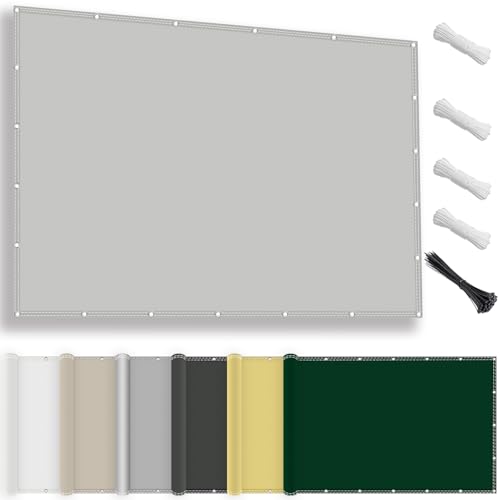 Sonnensegel wasserdicht, rechteckig 2x4M, Sonnenschutz Terrasse, UV-Schutz, wetterfest, ohne Bohren. Hergestellt aus 100% Polyester, Schattierungsnetz mit Ösen und Seil für Pergola, Hellgrau