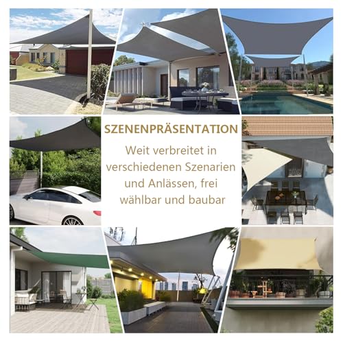 Sichtschutz Sonnensegel Wasserdicht Dreieckigig 3x4x5m aus PES-Polyester 95% UV-Schutz Witterungsbeständig Reißfest Viele Größen und Farben mit Befestigungsset für Terrasse Garten, Beige – Bild 7