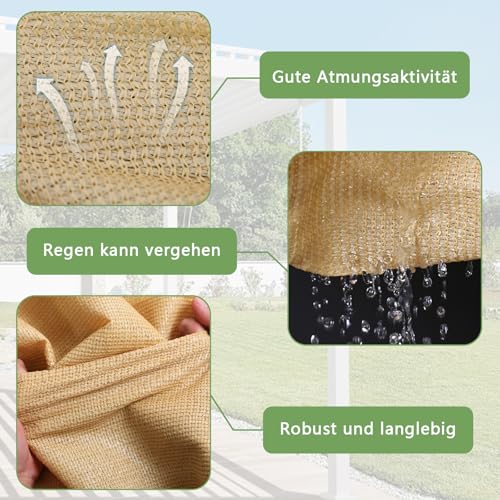 Sonnensegel Garten - Schattennetz mit ösen Outdoor Sonnenschutz 4x5m Schattierungsnetz Netz für Balkon Gewächshaus Pflanzen Terrasse HüHnerstall Schwimmbäder Sichtschutz, Winddicht Wasserdurchlässig – Bild 5