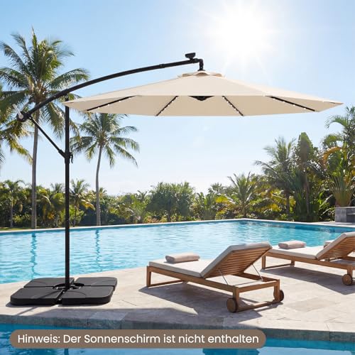 COSTWAY Sonnenschirmständer 60 Liter / 68 kg befüllbar mit Wasser oder Sand, 4-teilig Schirmgewicht für Ampelschirm, Ampelschirmständer inkl. Metallverbinder, Schirmständer, Marktschirmständer – Bild 9