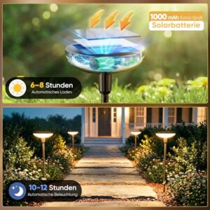 Alternative view of JOYCREATOR 6 Stück Solarlampen für Außen Garten 1000 mAh, IP65 Wasserdicht Moderne Garten Solarleuchten für Außen, LED Warmweiß Gartenleuchten Solar 50/82 cm mit Erdspieß für Deko, Geschenke für Papa