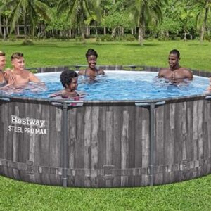 Alternative view of Bestway Steel Pro MAX Frame Pool-Set mit Filterpumpe Ø 366 x 100 cm, Holz-Optik (Mooreiche), rund
