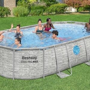 Alternative view of Bestway Power Steel Swim Vista Series Frame Pool Komplett-Set mit Sandfilteranlage 488 x 305 x 107 cm, Steinwand-Optik (Cremegrau), oval