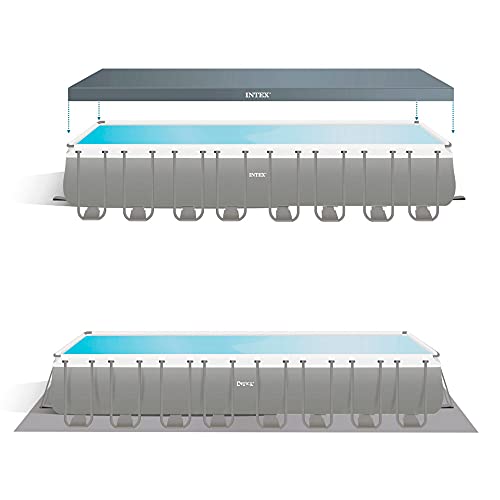 Intex 26374NP – Aufstellpool Ultra XTR Frame Rechteckig, Filterpumpe 10500 L/h, Leiter, Bodenplane und Abdeckplane, 54368 L, Stahl und PVC, Grau, 975x488x132 cm – Bild 5