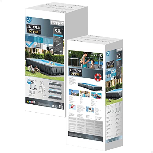 Intex 26374NP – Aufstellpool Ultra XTR Frame Rechteckig, Filterpumpe 10500 L/h, Leiter, Bodenplane und Abdeckplane, 54368 L, Stahl und PVC, Grau, 975x488x132 cm – Bild 6