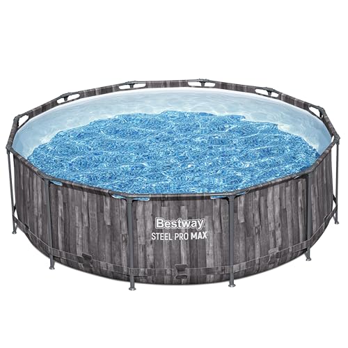 Bestway Steel Pro MAX Solo Pool ohne Zubehör 366 x 100 cm, Holz-Optik (Mooreiche), rund