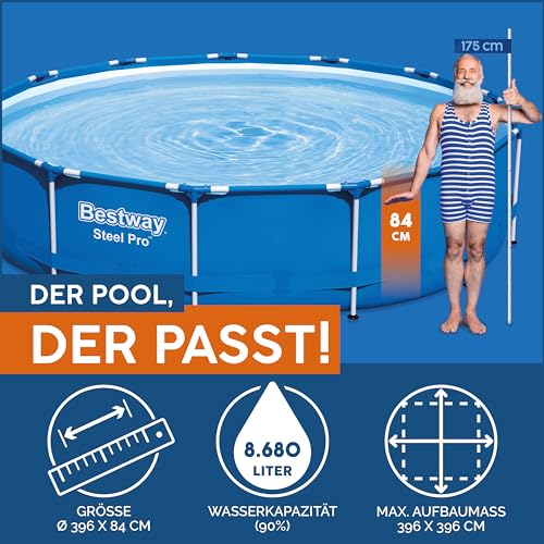 Bestway Steel Pro Frame Pool-Set mit Filterpumpe Ø 396 x 84 cm, blau, rund – Bild 3