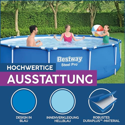 Bestway Steel Pro Frame Pool-Set mit Filterpumpe Ø 396 x 84 cm, blau, rund – Bild 5