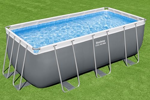 Bestway Power Steel Frame Pool Set mit Sandfilteranlage 412 x 201 x 122 cm, grau, eckig – Bild 11