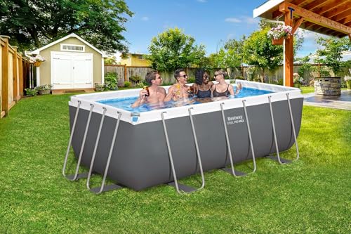 Bestway Power Steel Frame Pool Set mit Sandfilteranlage 412 x 201 x 122 cm, grau, eckig – Bild 2