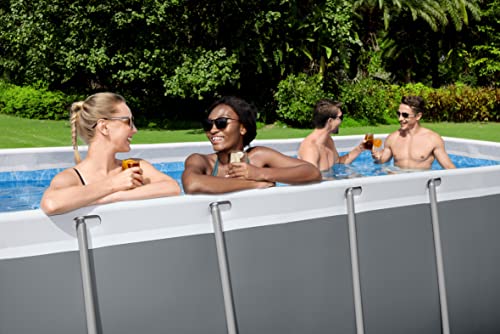 Bestway Power Steel Frame Pool Set mit Sandfilteranlage 412 x 201 x 122 cm, grau, eckig – Bild 9