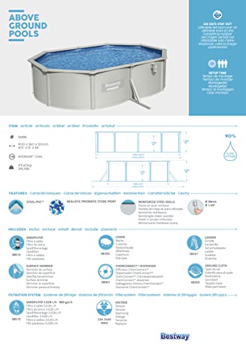 Bestway Hydrium Stahlwandpool Komplett-Set mit Sandfilteranlage 500 x 360 x 120 cm, grau, rund – Bild 14