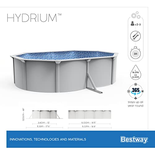 Bestway Hydrium Stahlwandpool Komplett-Set mit Sandfilteranlage 500 x 360 x 120 cm, grau, rund – Bild 15