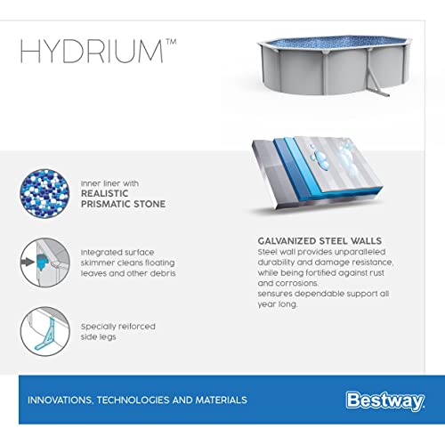 Bestway Hydrium Stahlwandpool Komplett-Set mit Sandfilteranlage 500 x 360 x 120 cm, grau, rund – Bild 16